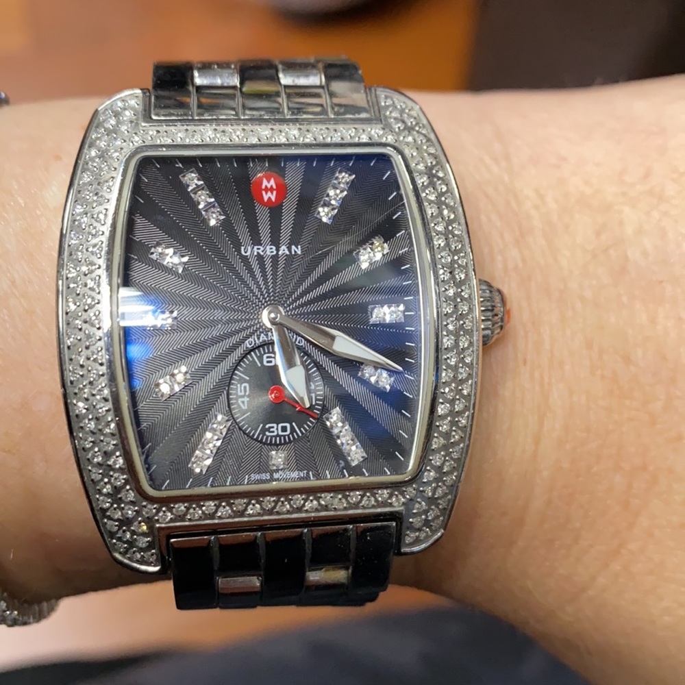 Michele Urban XL black dial and diamonds